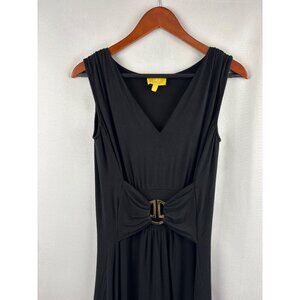 Liz Lange Womens Black Sleeveless V-Neck Dress With Bow Front & Belt Detail XS